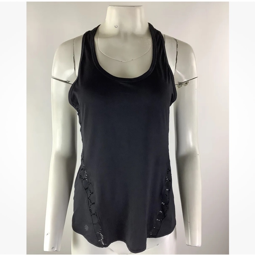 Athleta Sz S Side Cut Out Racerback Tank Top Black Polyester Spandex Light